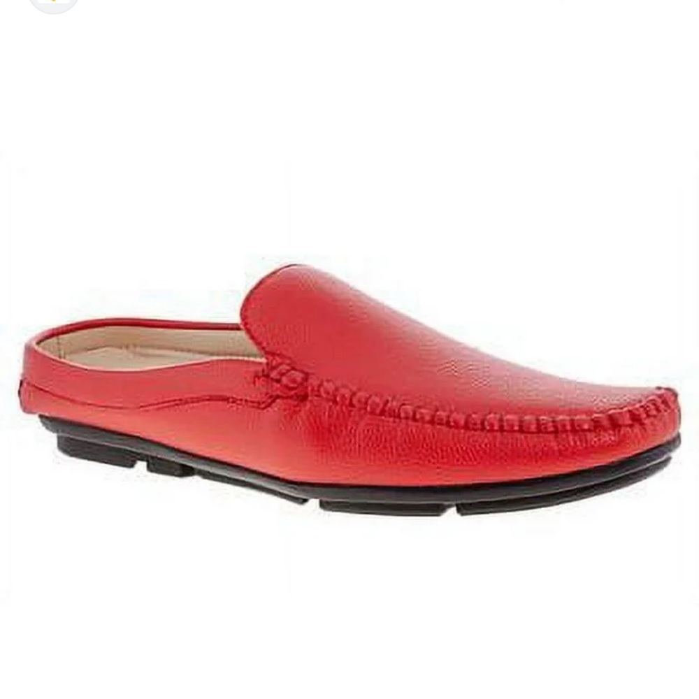Franco Vanucci Red Faux Leather Loafers Slip-On Mules Mens EU42 US9.5